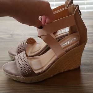 Espadrilles and Taupe Colored Strapy Wedges with